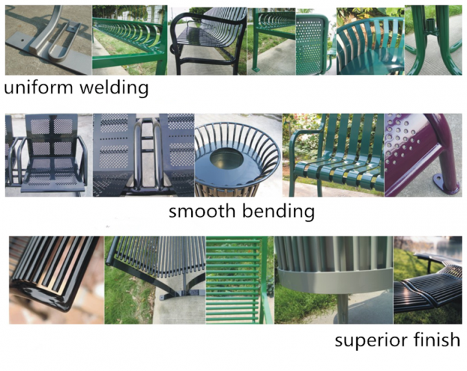 Уличная мебель Металлическая скамейка для сидения Дерево Зерно Алюминий Коммерческая длинная садовая скамейка 4