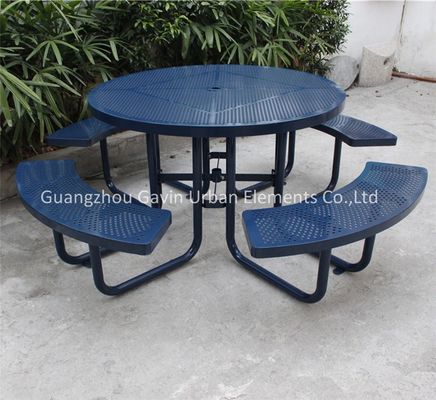 Mild Steel Metal Outdoor Table Benches With Flanged Surface Mounted Type OEM