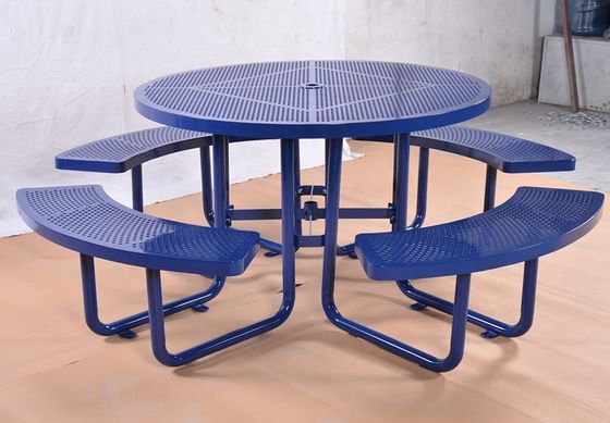 Mild Steel Metal Outdoor Table Benches With Flanged Surface Mounted Type OEM
