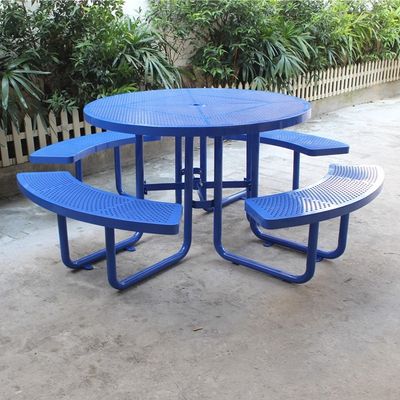 Mild Steel Metal Outdoor Table Benches With Flanged Surface Mounted Type OEM