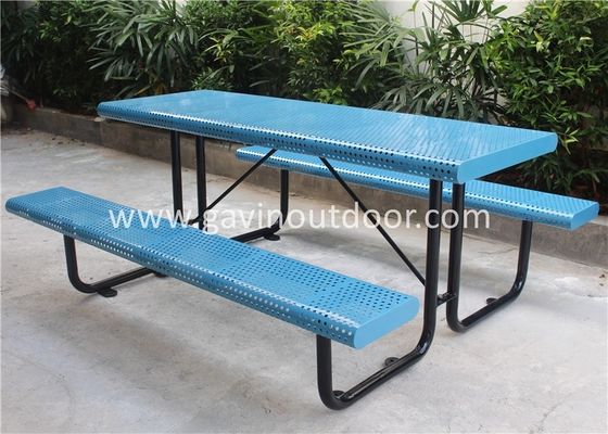 Waterproof Metal Picnic Table With Benches Anti Rust Durable Weather Resistant