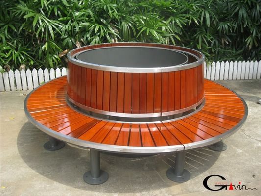 Circular Curved Wood Round Tree Benches With Sandblasting Zinc Spraying Finish