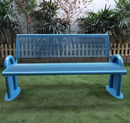 Powder Coated Blue Metal Garden Bench For Outdoor Street Playground Leisure