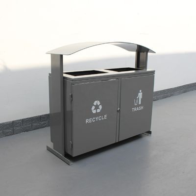 Powder coated steel 120L rectangular outdoor metal recycling garbage waste bin outdoor furniture street garbage bins