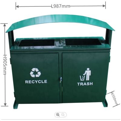 Powder coated steel 120L rectangular outdoor metal recycling garbage waste bin outdoor furniture street garbage bins